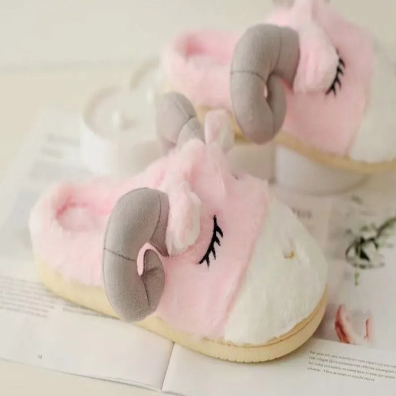Animal Slippers Autumn And Winter Cartoon Lamb Home Warm Cotton Shoes UGG Style