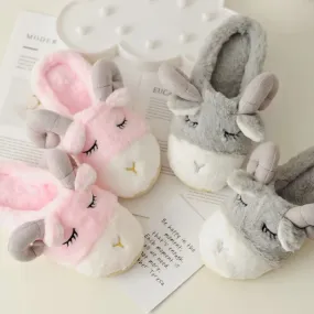 Animal Slippers Autumn And Winter Cartoon Lamb Home Warm Cotton Shoes UGG Style