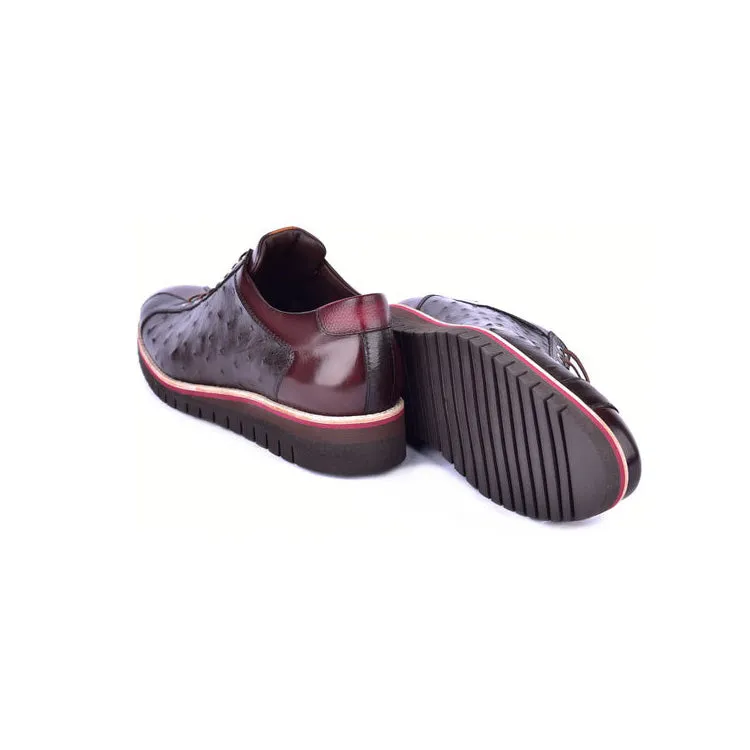 Corrente C21101 4005 Men's Shoes Brown Exotic Ostrich / Calf-Skin Leather Casual Sneakers (CRT1508)