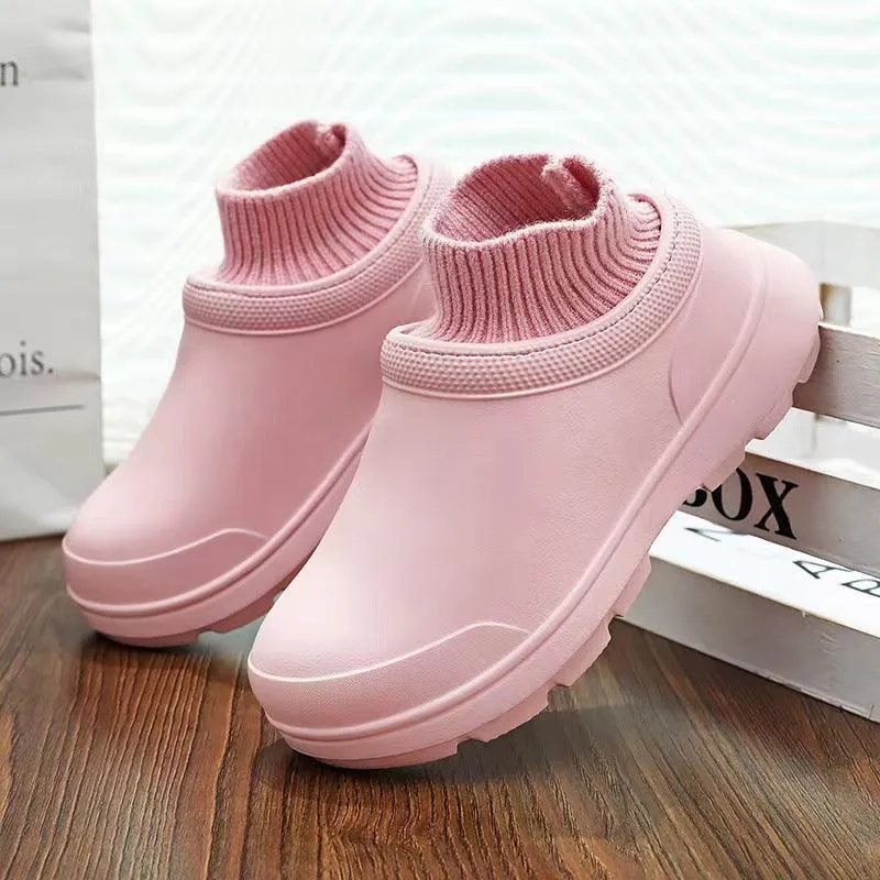 Cozy Velvet-Lined Waterproof Slides for Winter 2023 - Unisex Plush Cotton Footwear