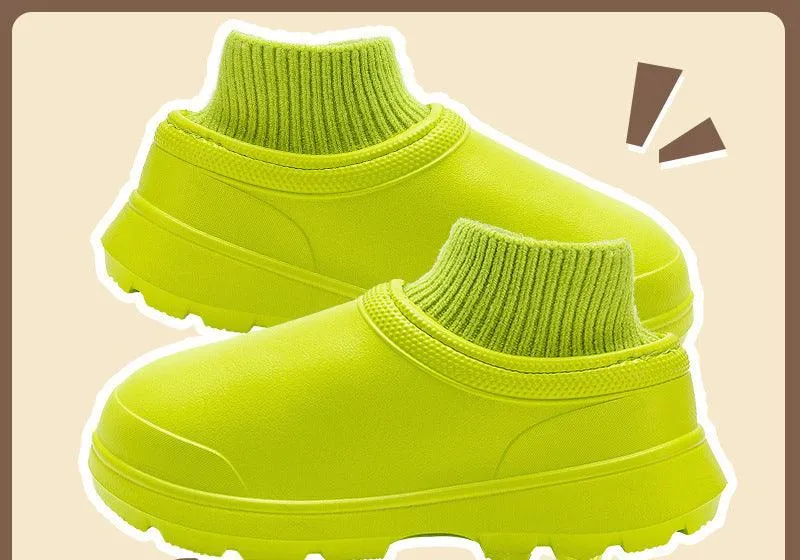Cozy Velvet-Lined Waterproof Slides for Winter 2023 - Unisex Plush Cotton Footwear