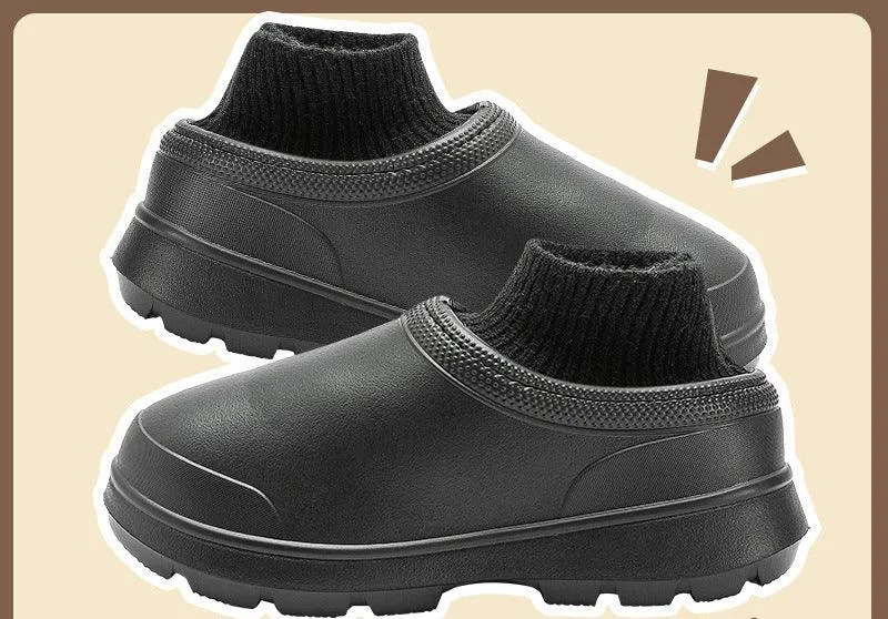 Cozy Velvet-Lined Waterproof Slides for Winter 2023 - Unisex Plush Cotton Footwear