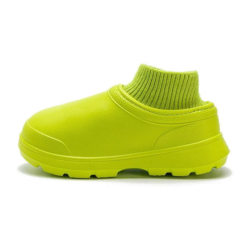 Cozy Velvet-Lined Waterproof Slides for Winter 2023 - Unisex Plush Cotton Footwear