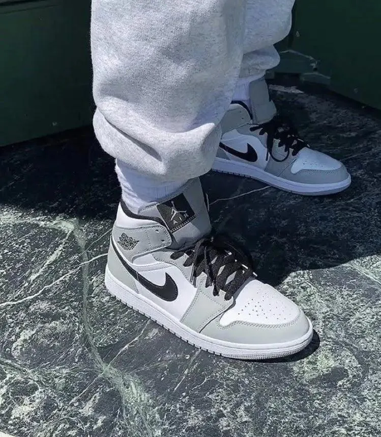 Custom Jordan 1 Mid “Light Smoke Grey” High Q  ( Customs And Box ), Jordan 1 Sneakers FREE SHIPPING
