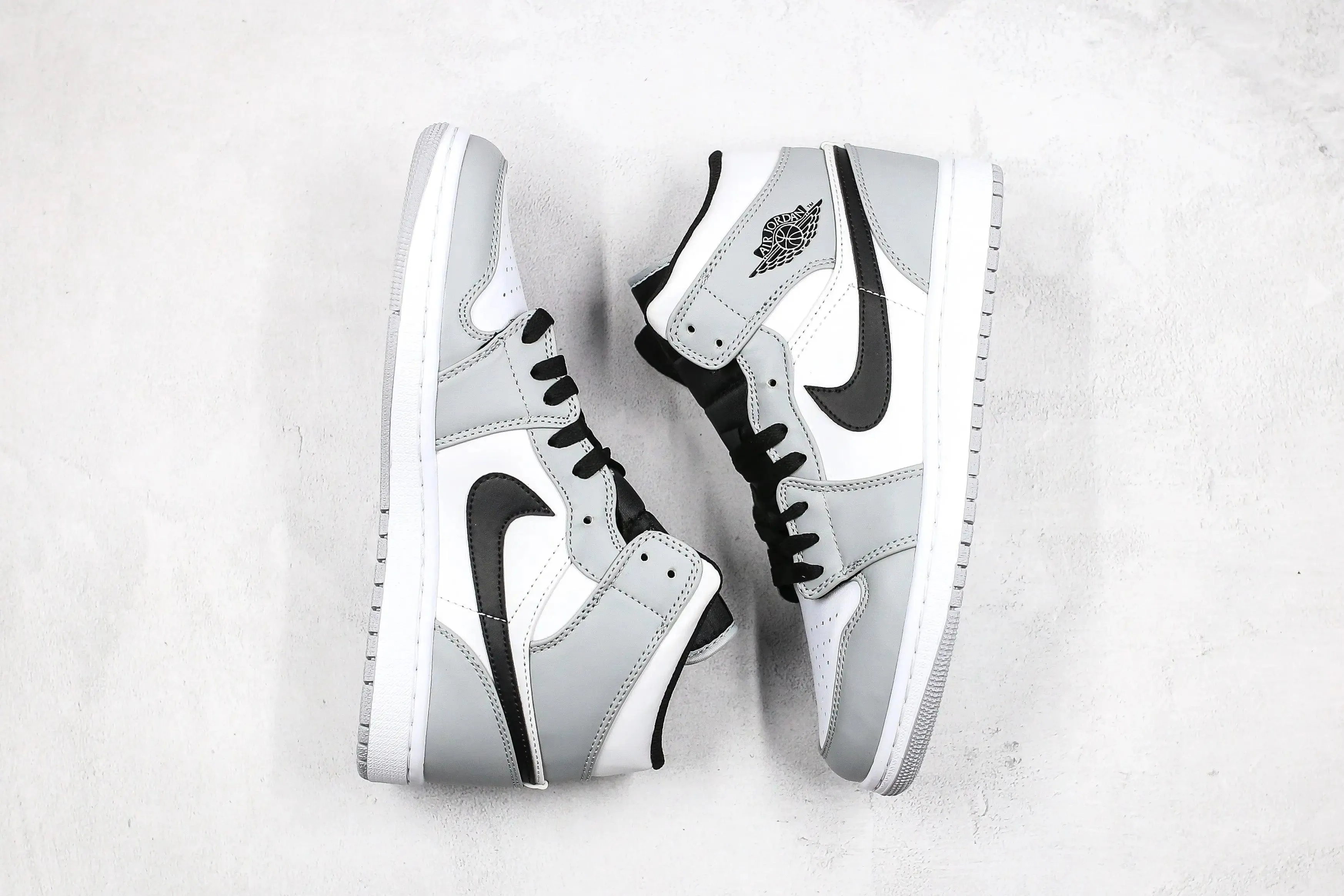 Custom Jordan 1 Mid “Light Smoke Grey” High Q  ( Customs And Box ), Jordan 1 Sneakers FREE SHIPPING