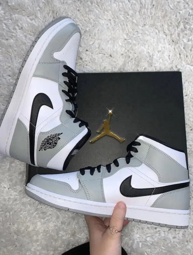 Custom Jordan 1 Mid “Light Smoke Grey” High Q  ( Customs And Box ), Jordan 1 Sneakers FREE SHIPPING