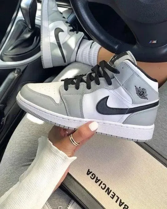 Custom Jordan 1 Mid “Light Smoke Grey” High Q  ( Customs And Box ), Jordan 1 Sneakers FREE SHIPPING