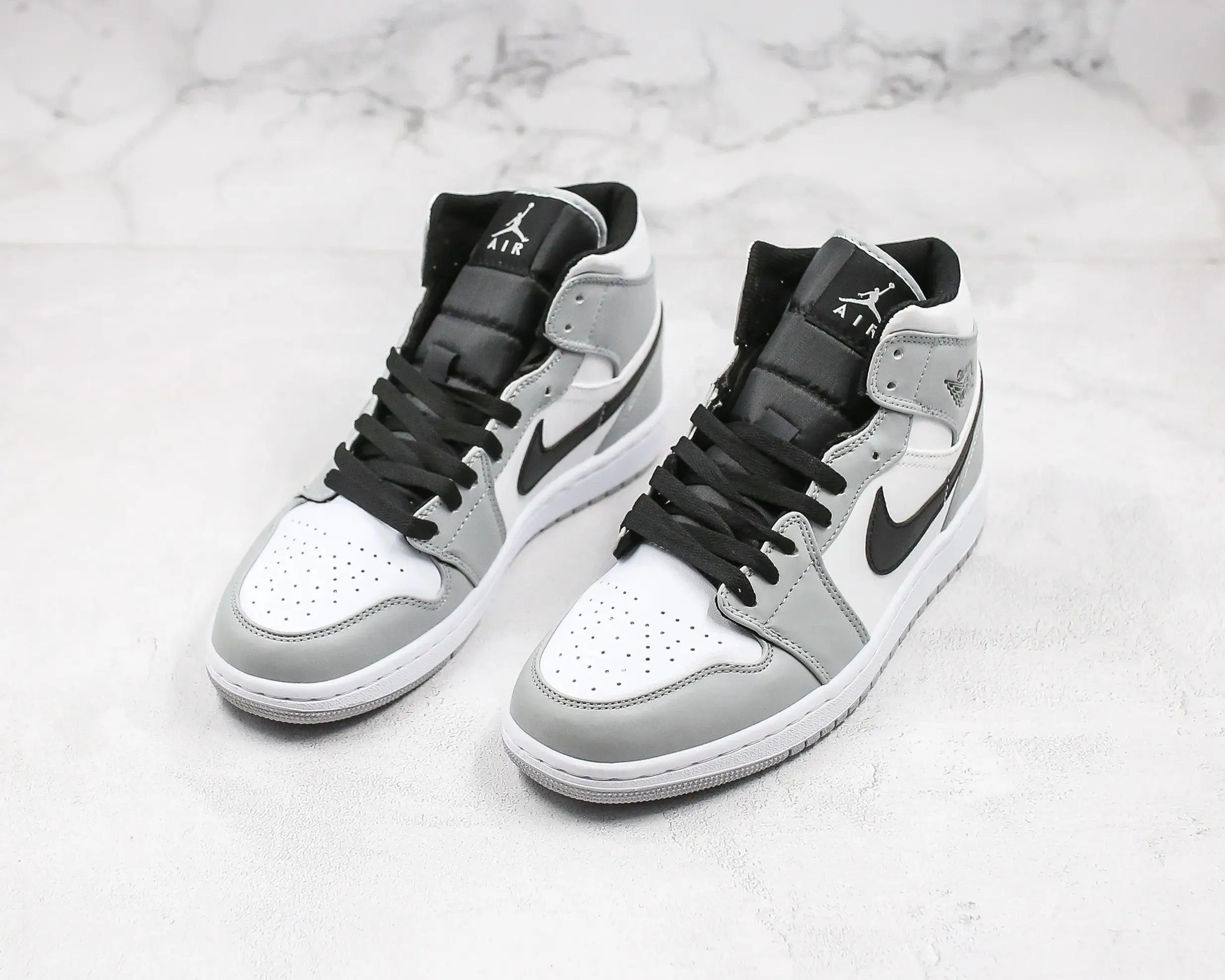 Custom Jordan 1 Mid “Light Smoke Grey” High Q  ( Customs And Box ), Jordan 1 Sneakers FREE SHIPPING