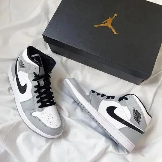 Custom Jordan 1 Mid “Light Smoke Grey” High Q  ( Customs And Box ), Jordan 1 Sneakers FREE SHIPPING