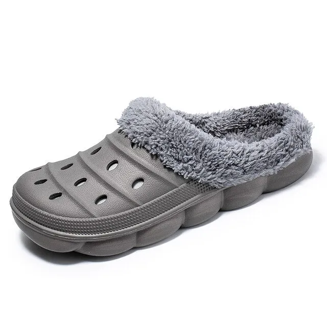 Cuzcare Fluffy Plush Slippers Plus Size EVA Men Clogs