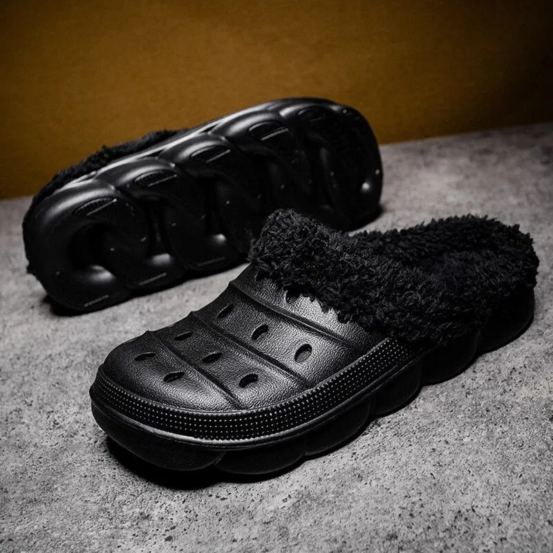 Cuzcare Fluffy Plush Slippers Plus Size EVA Men Clogs