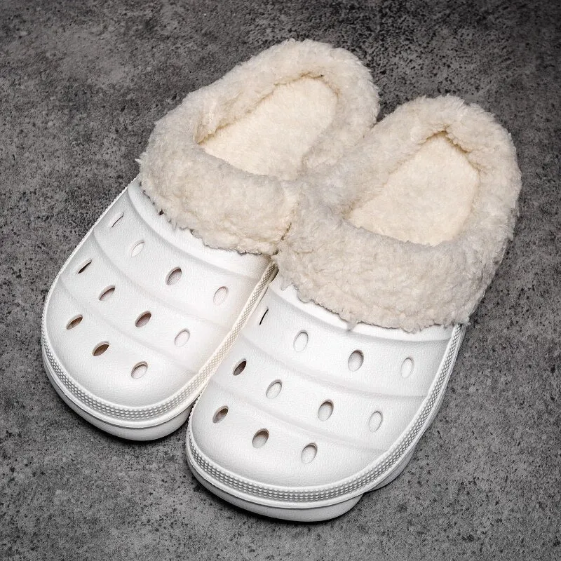 Cuzcare Fluffy Plush Slippers Plus Size EVA Men Clogs