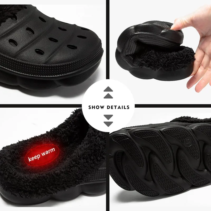 Cuzcare Fluffy Plush Slippers Plus Size EVA Men Clogs