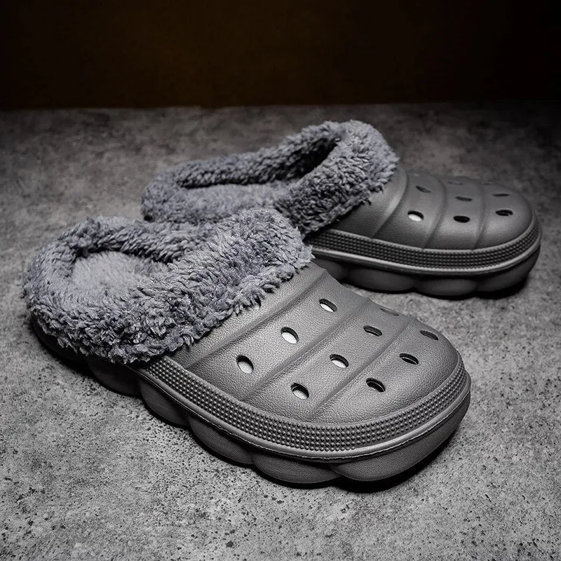 Cuzcare Fluffy Plush Slippers Plus Size EVA Men Clogs