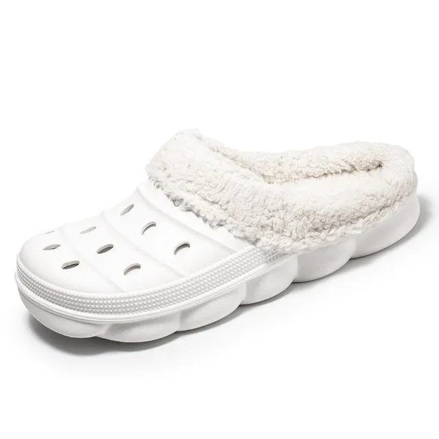 Cuzcare Fluffy Plush Slippers Plus Size EVA Men Clogs