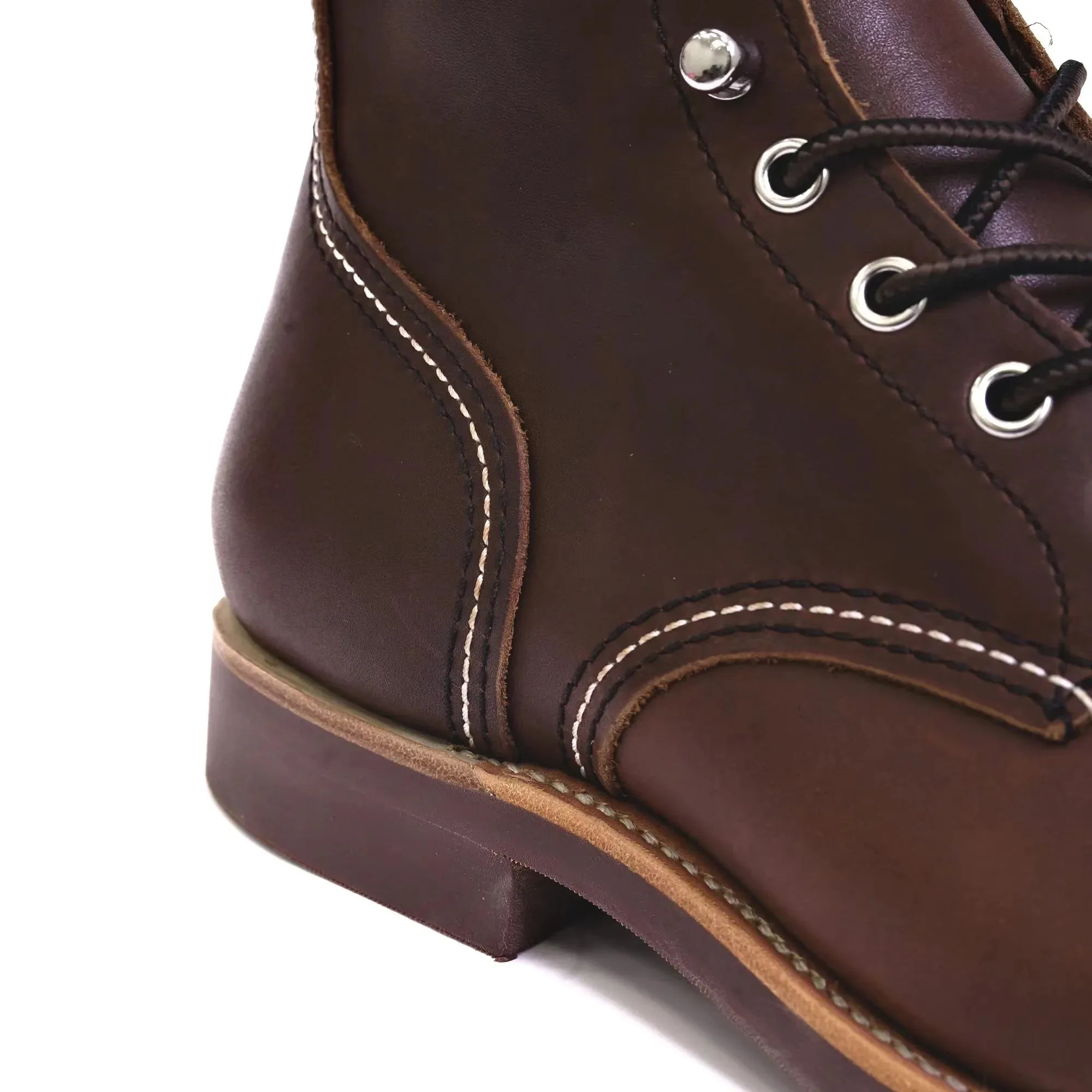 Durable Goodyear-Welted Motorcycle laced boots Rugged Vintage Oil Genuine Leather