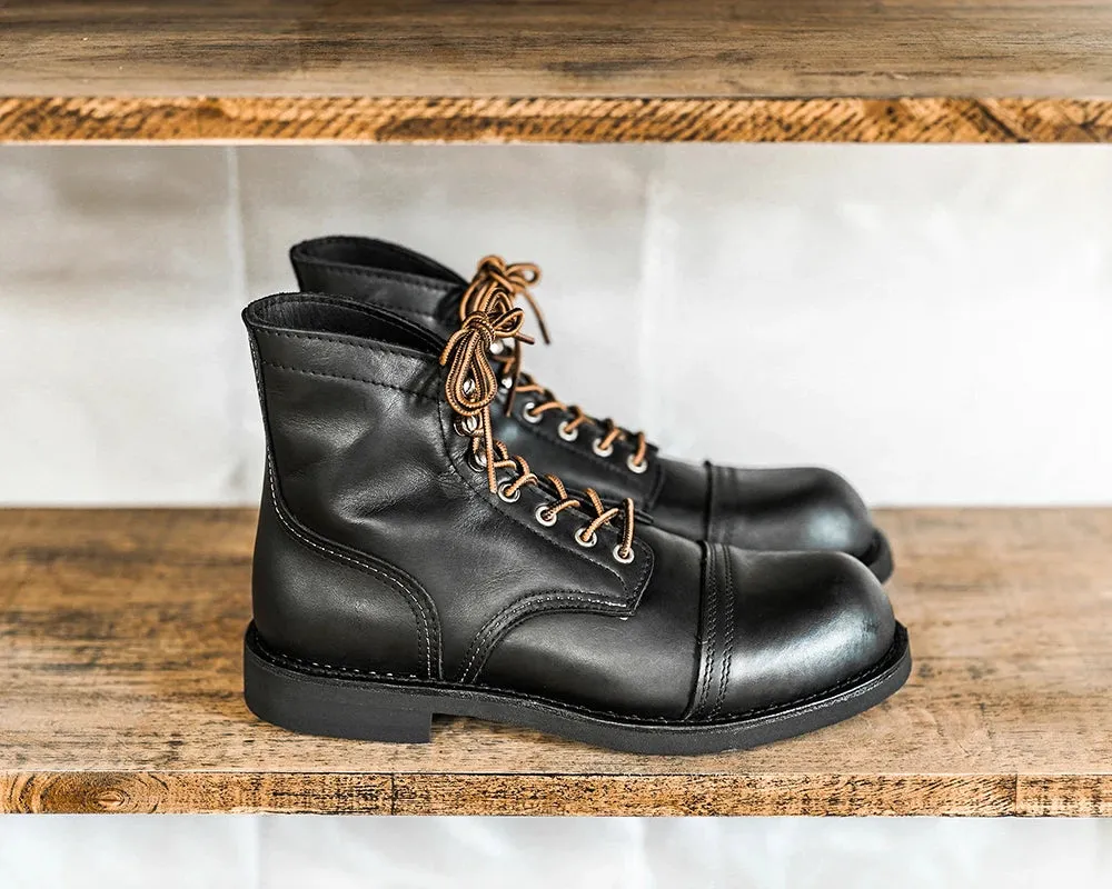 Durable Goodyear-Welted Motorcycle laced boots Rugged Vintage Oil Genuine Leather