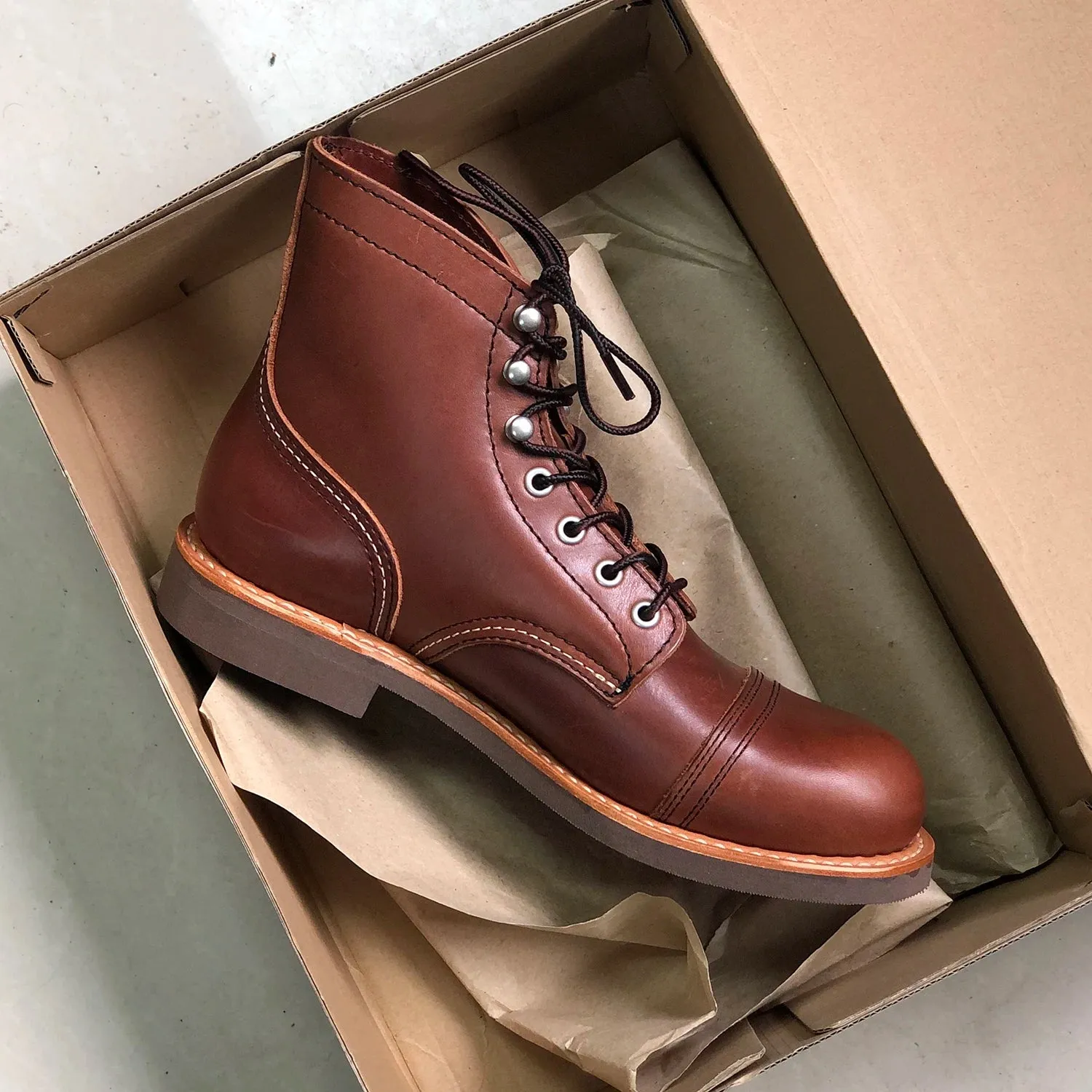 Durable Goodyear-Welted Motorcycle laced boots Rugged Vintage Oil Genuine Leather