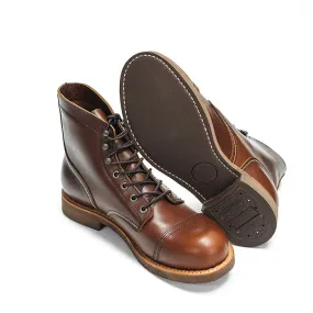 Durable Goodyear-Welted Motorcycle laced boots Rugged Vintage Oil Genuine Leather