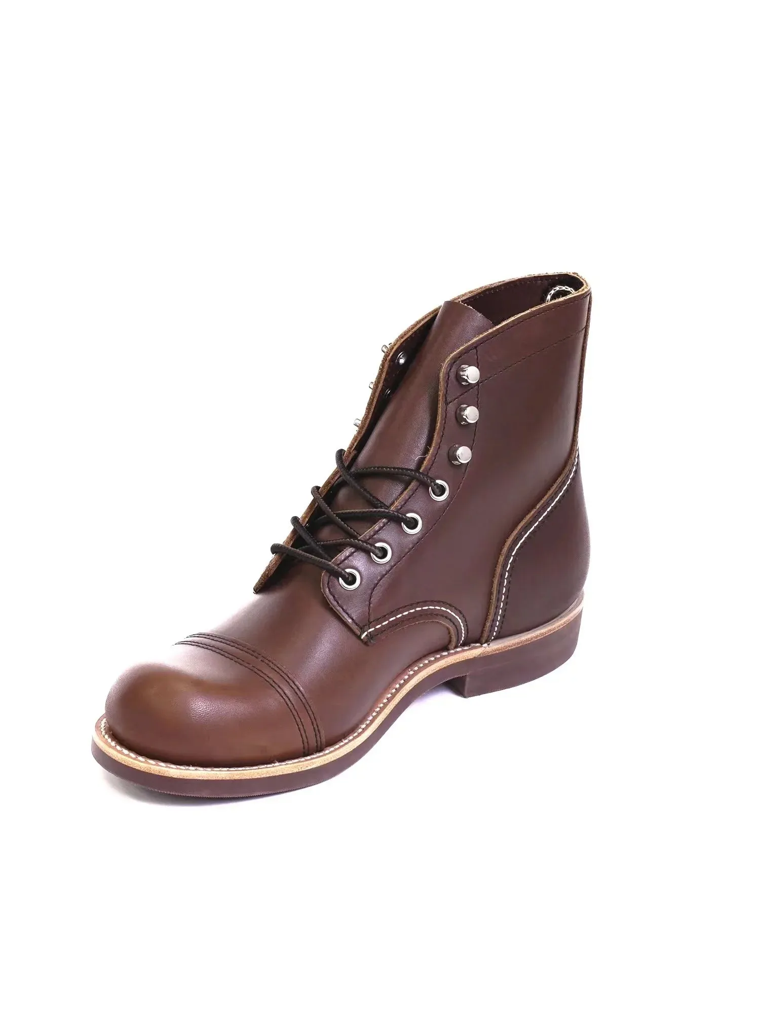 Durable Goodyear-Welted Motorcycle laced boots Rugged Vintage Oil Genuine Leather