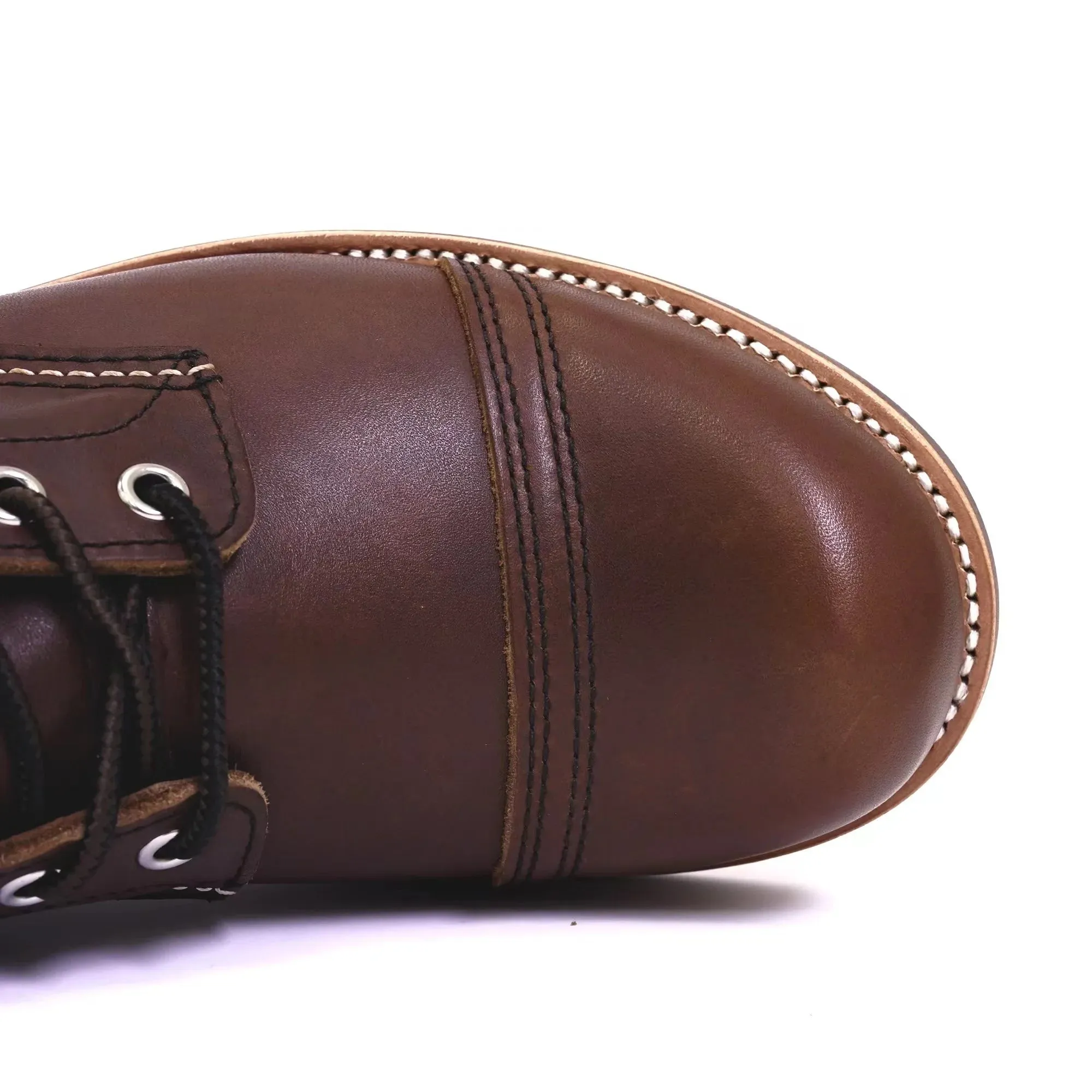 Durable Goodyear-Welted Motorcycle laced boots Rugged Vintage Oil Genuine Leather