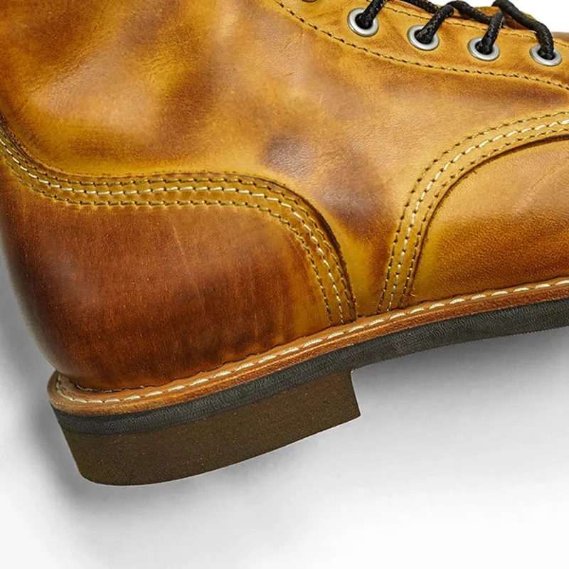 Durable Goodyear-Welted Motorcycle laced boots Rugged Vintage Oil Genuine Leather