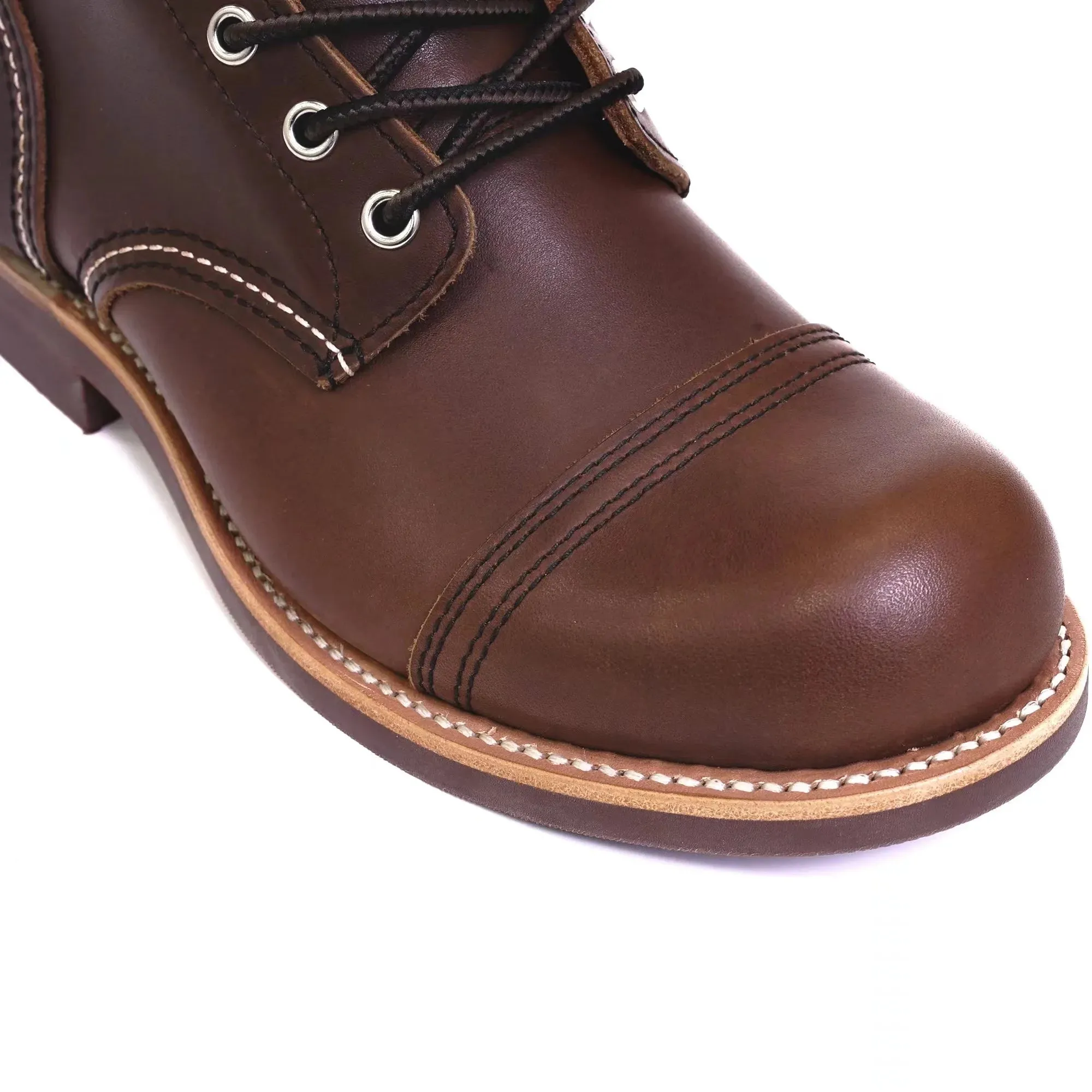 Durable Goodyear-Welted Motorcycle laced boots Rugged Vintage Oil Genuine Leather