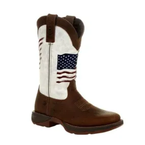 Durango® Ladies Brown & White Flag Embroidery Western Boots DRD0394