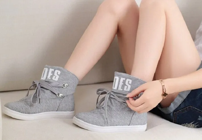 Female Casual Stylish Canvas Solid Color Boots