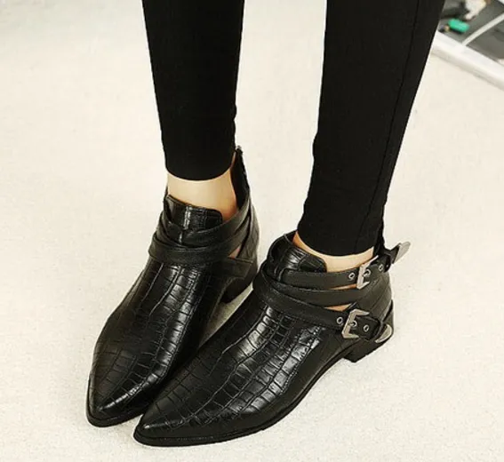 Female Stylish PU Leather Pointed Toe Boots