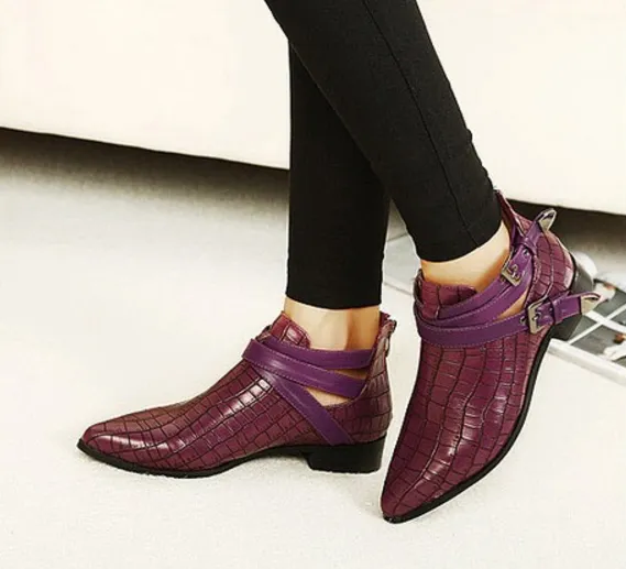 Female Stylish PU Leather Pointed Toe Boots