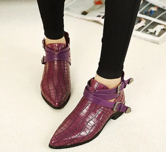 Female Stylish PU Leather Pointed Toe Boots