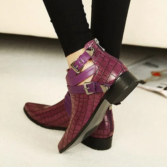 Female Stylish PU Leather Pointed Toe Boots