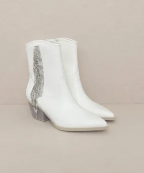 Glamorous Rhinestone Fringe Ankle Cowboy Boot