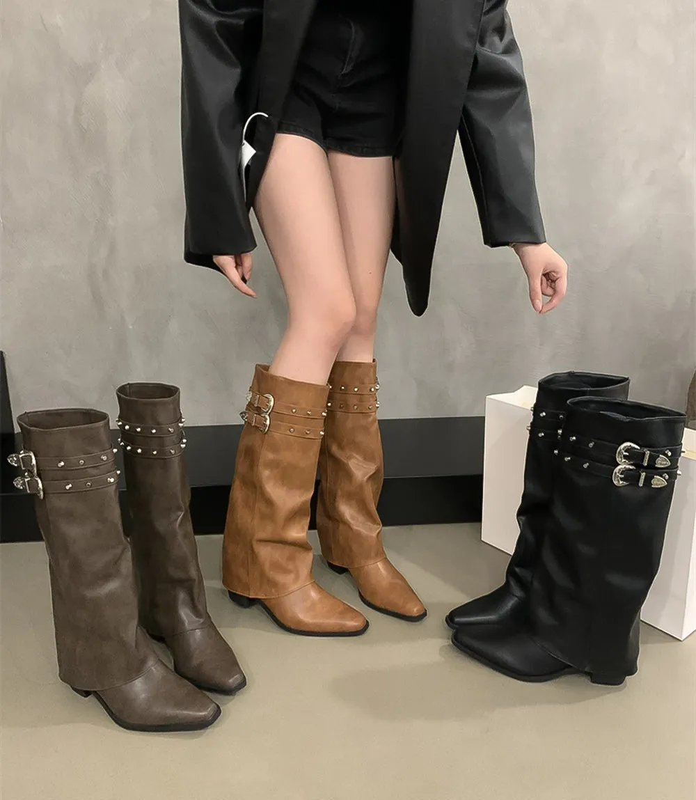 Jourdyn Buckle Detail Knee-High Boots
