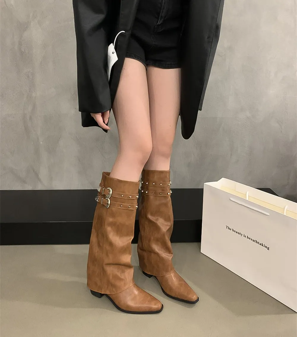 Jourdyn Buckle Detail Knee-High Boots