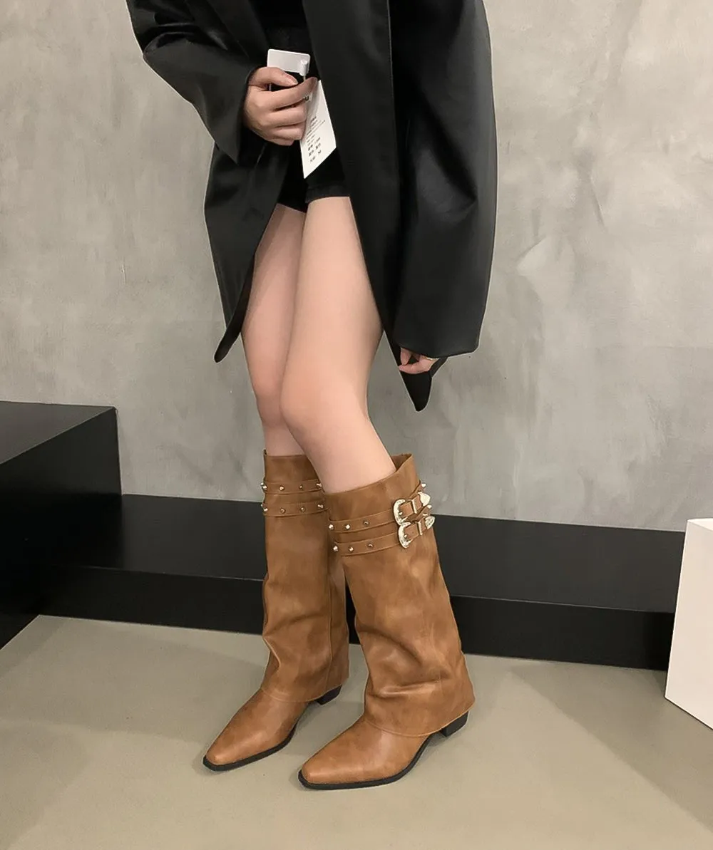 Jourdyn Buckle Detail Knee-High Boots