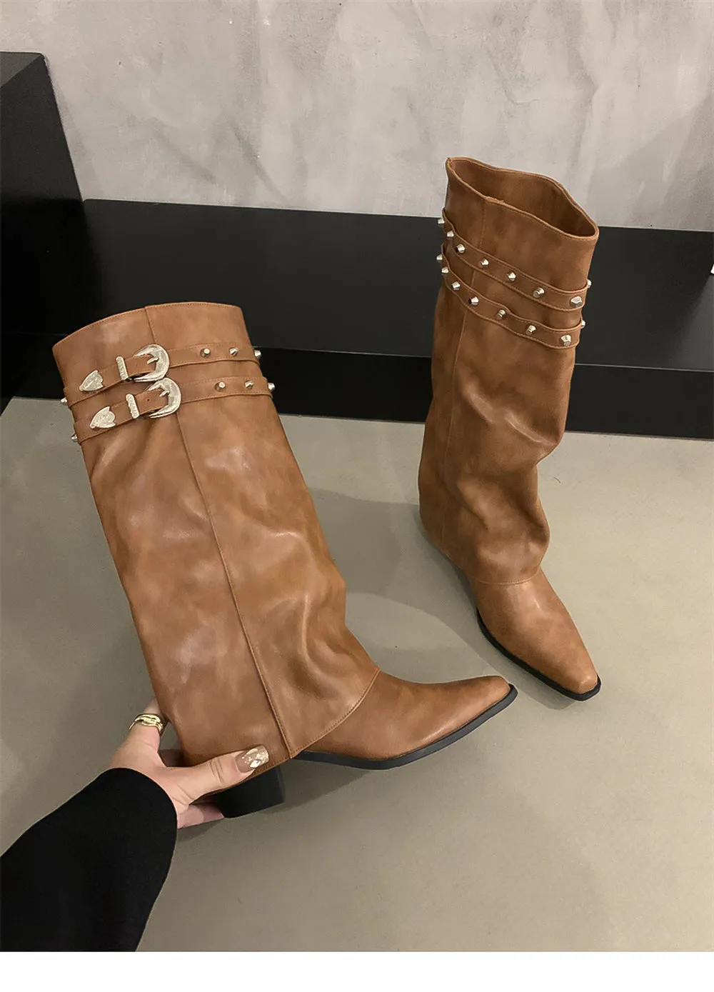 Jourdyn Buckle Detail Knee-High Boots