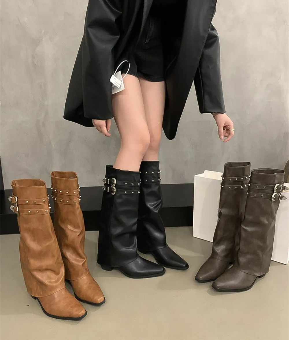 Jourdyn Buckle Detail Knee-High Boots