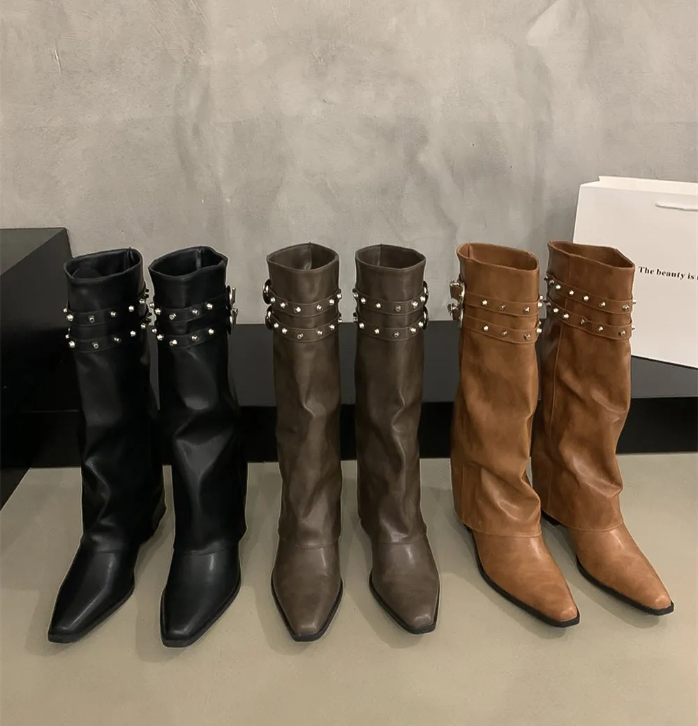 Jourdyn Buckle Detail Knee-High Boots