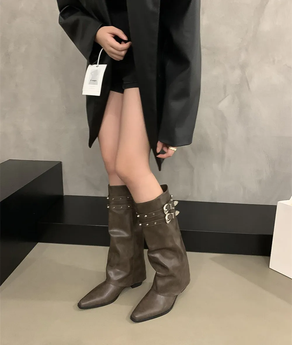 Jourdyn Buckle Detail Knee-High Boots