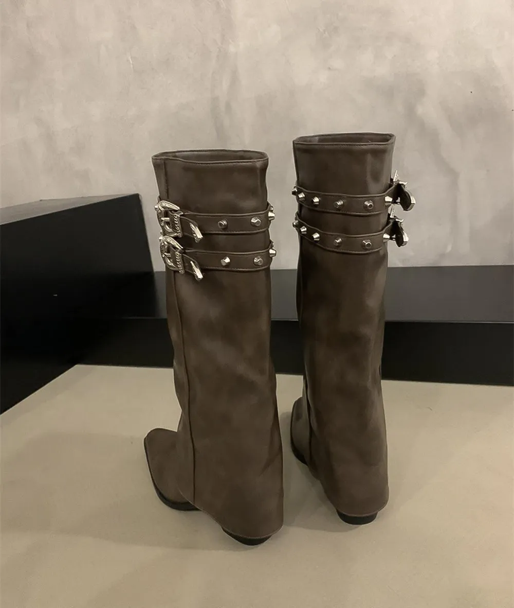 Jourdyn Buckle Detail Knee-High Boots