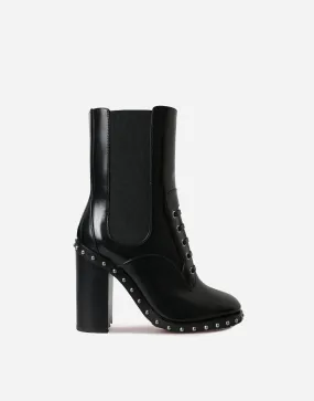 Leather Boots With Studded Appliqué