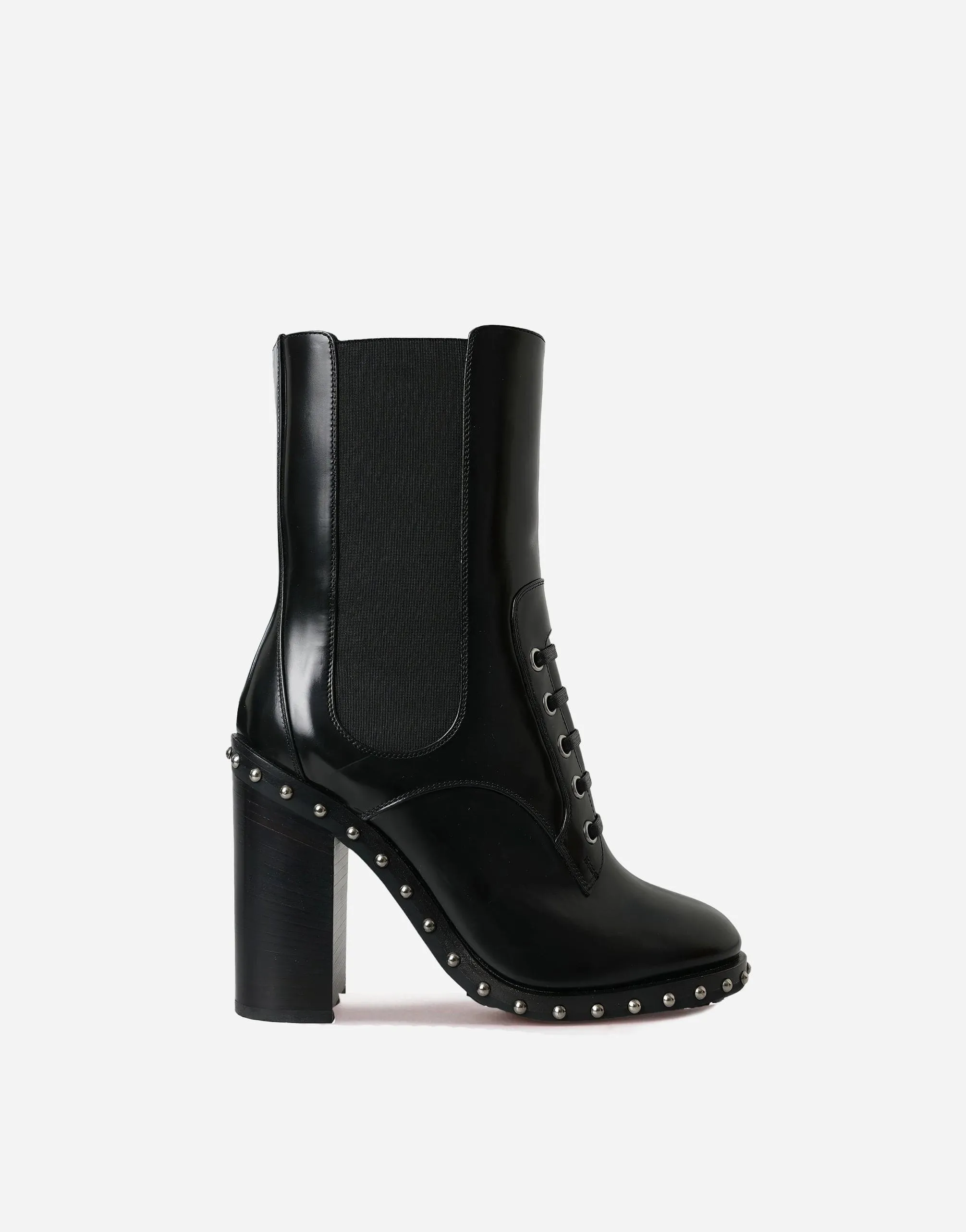 Leather Boots With Studded Appliqué