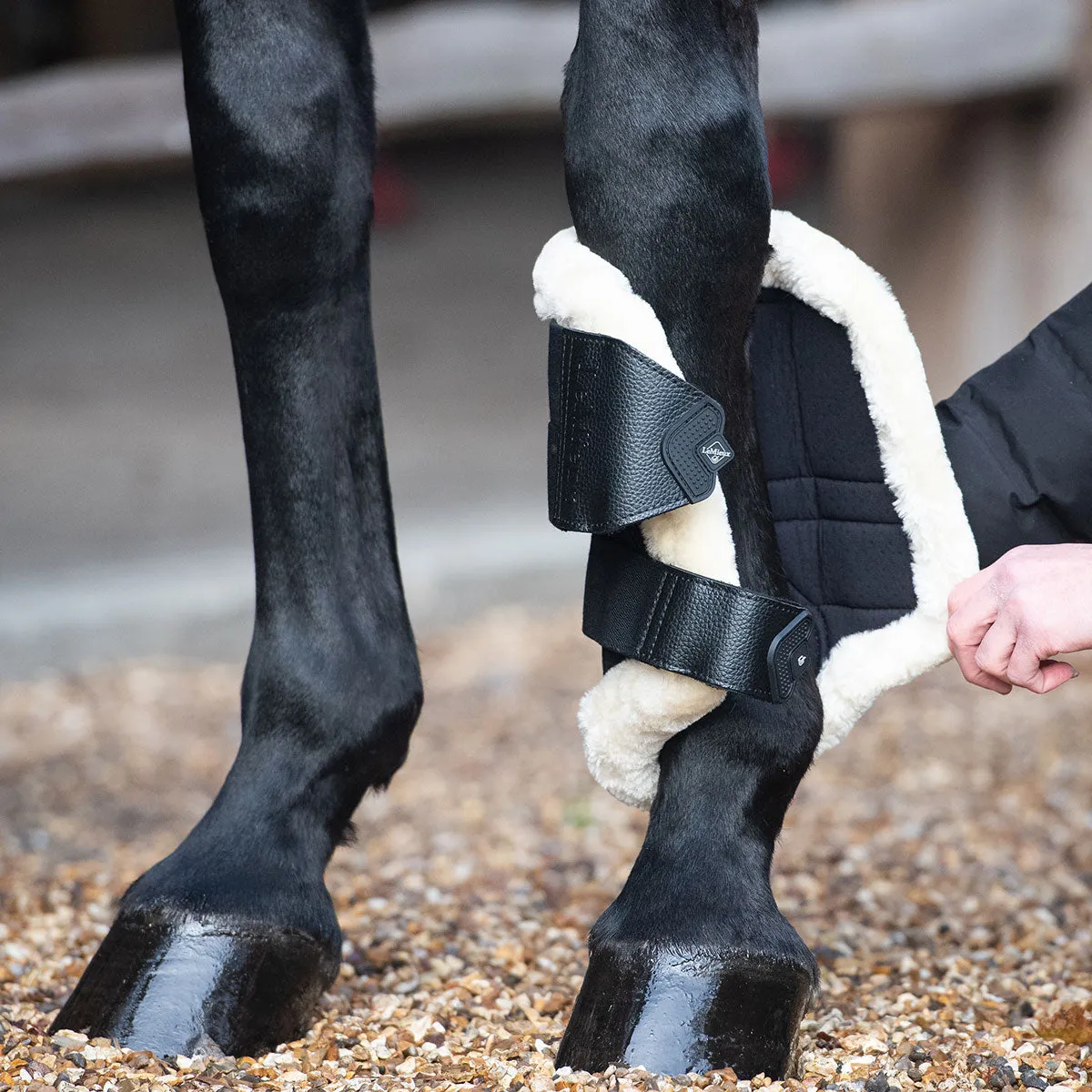 LeMieux Fleece Edge Mesh Brushing Boots Black