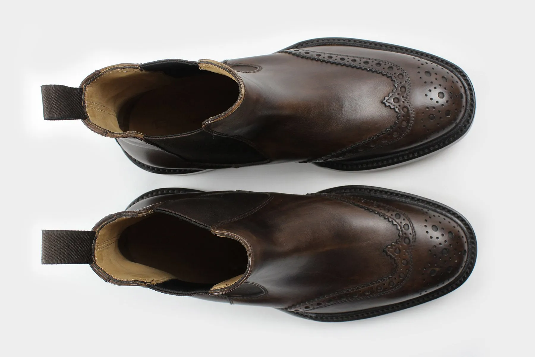 LEO • Custom Fitted Bespoke Wingtip Brogue Chelsea Boots • UMBER