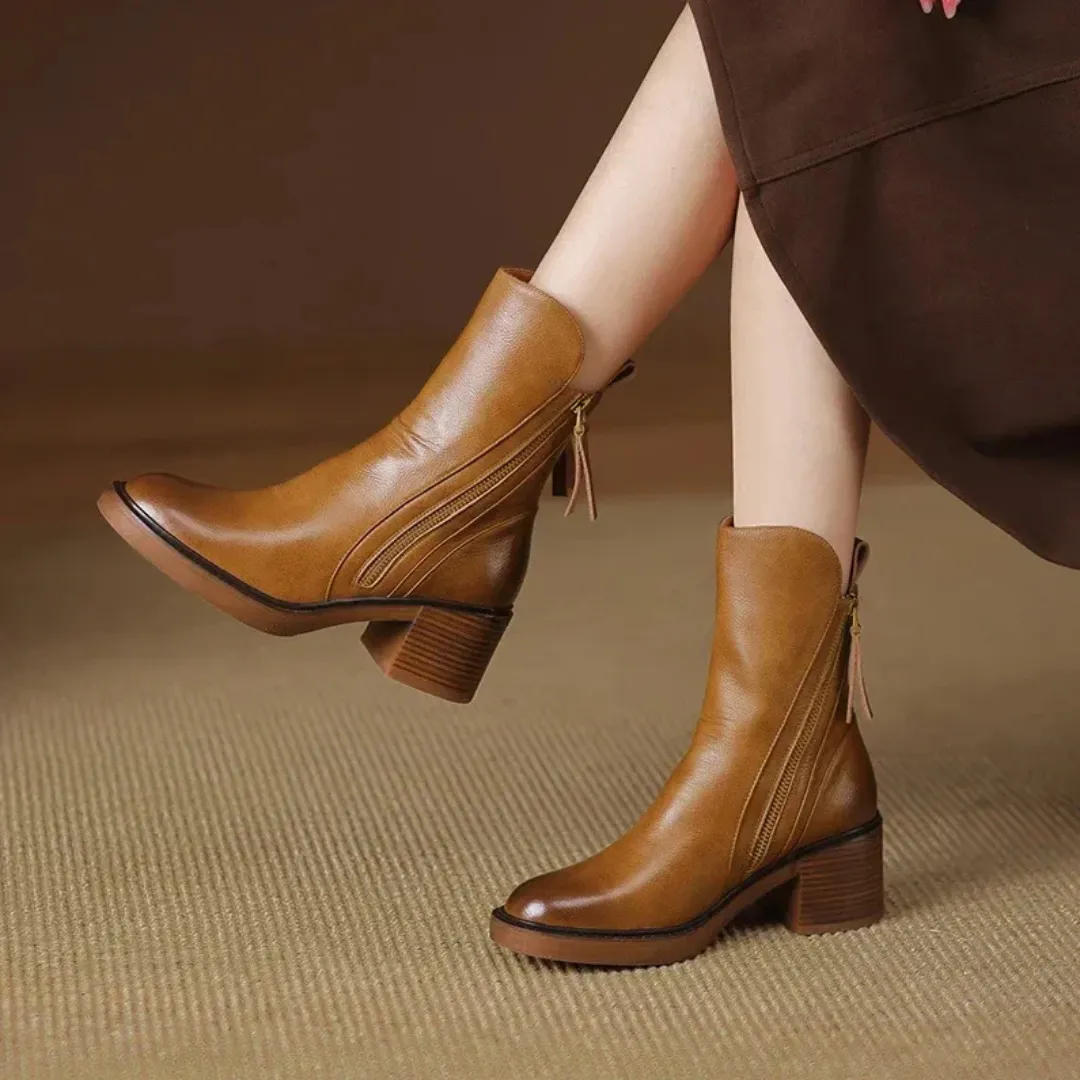 Luxury Leather Ankle Boots - Elena | Stylish & Comfortable Footwear