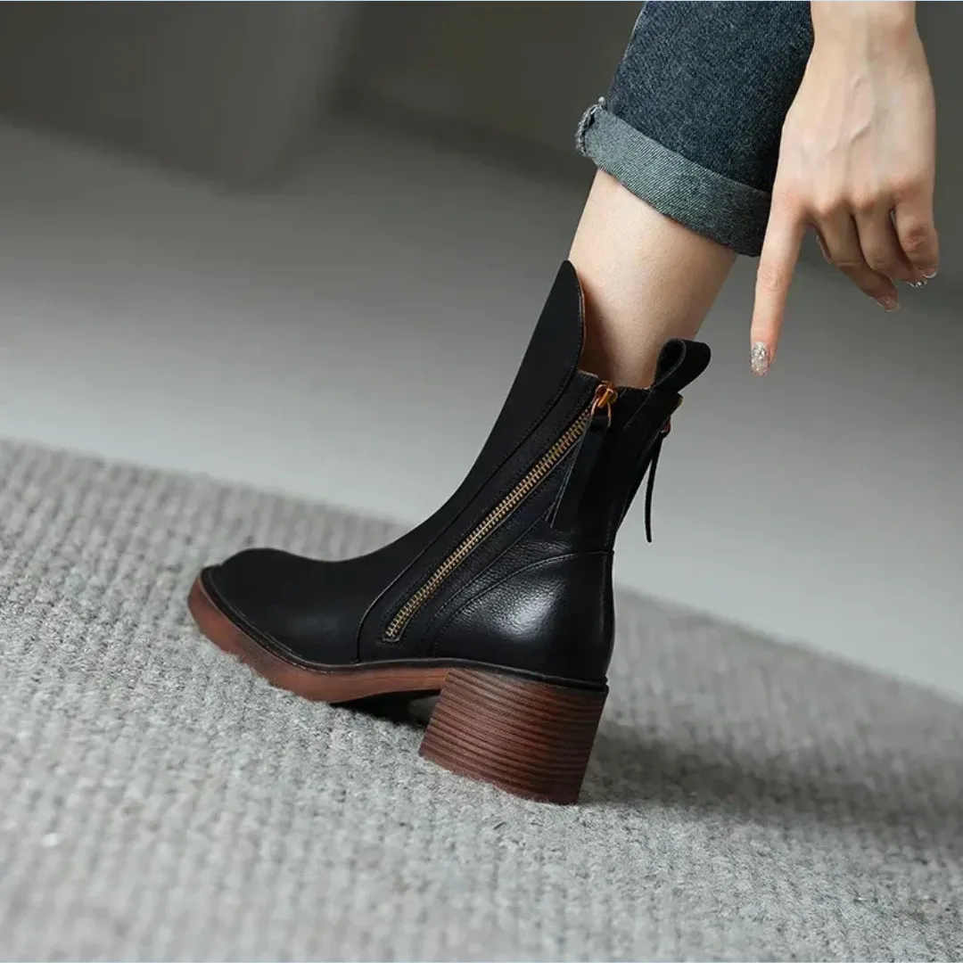 Luxury Leather Ankle Boots - Elena | Stylish & Comfortable Footwear
