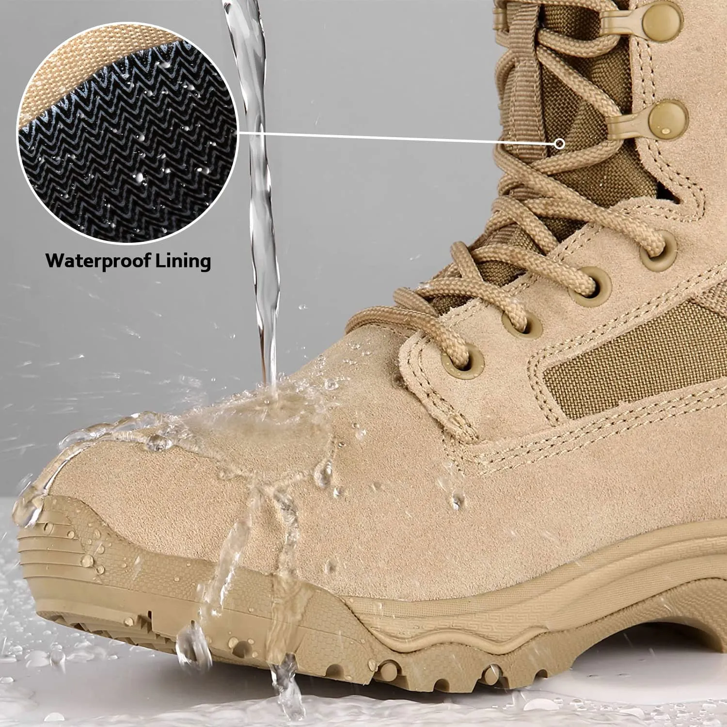 Men's Lightweight Combat Boots Durable Suede Leather Military Work Boots