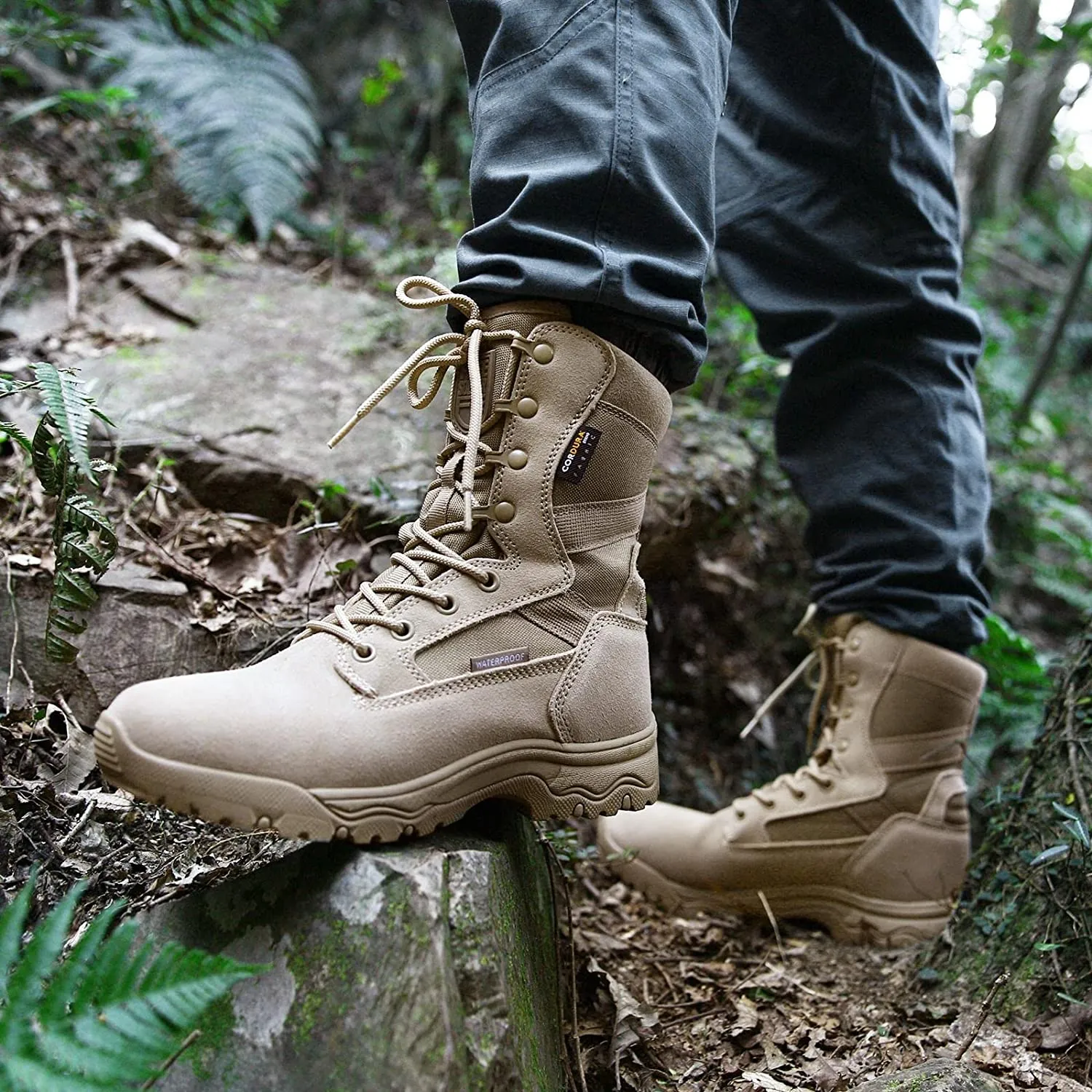 Men's Lightweight Combat Boots Durable Suede Leather Military Work Boots